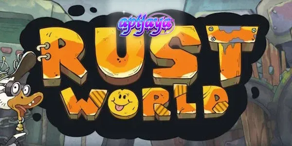Tampilan visual slot Rust World dengan elemen grafis bertema pasca-apokaliptik
